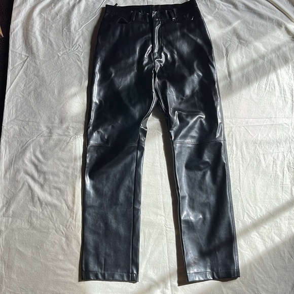 Positano Charles Lapson Pants - Vintage 90s Positano Charles Lapson  Faux Leather Pants Black Women's 30